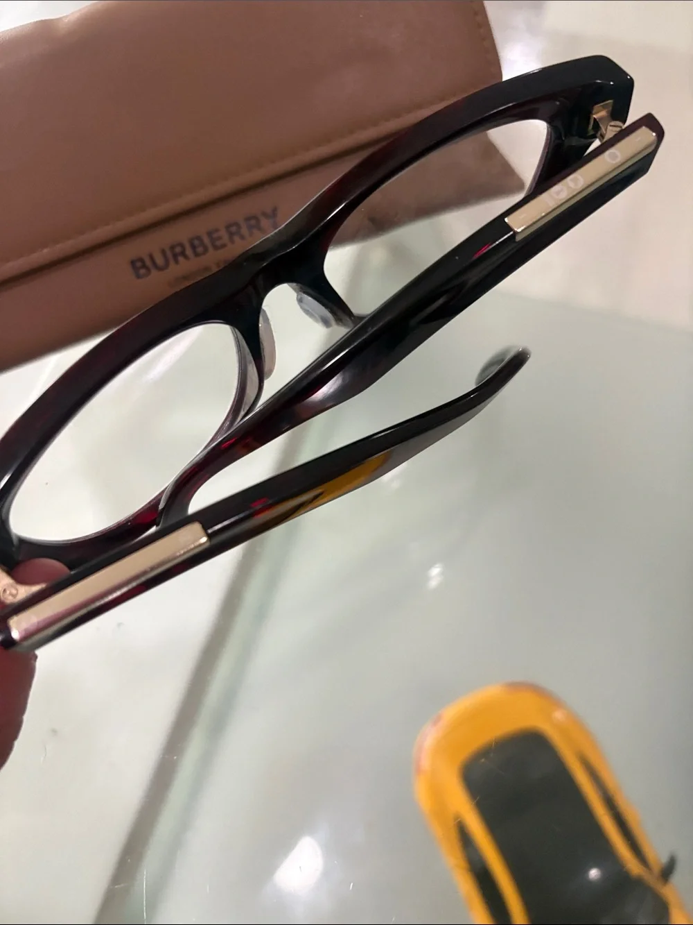 BURBERRY Reading Glasses Check Red & Gold Frames
